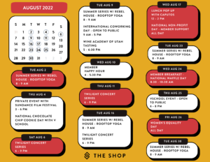 Salt Lake City Events Calendar August 2022