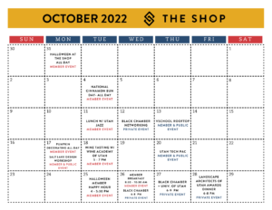 The Shop Salt Lake City October 2022 Calendar