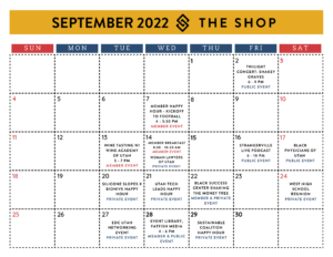 The Shop Salt Lake City September 2022 Calendar