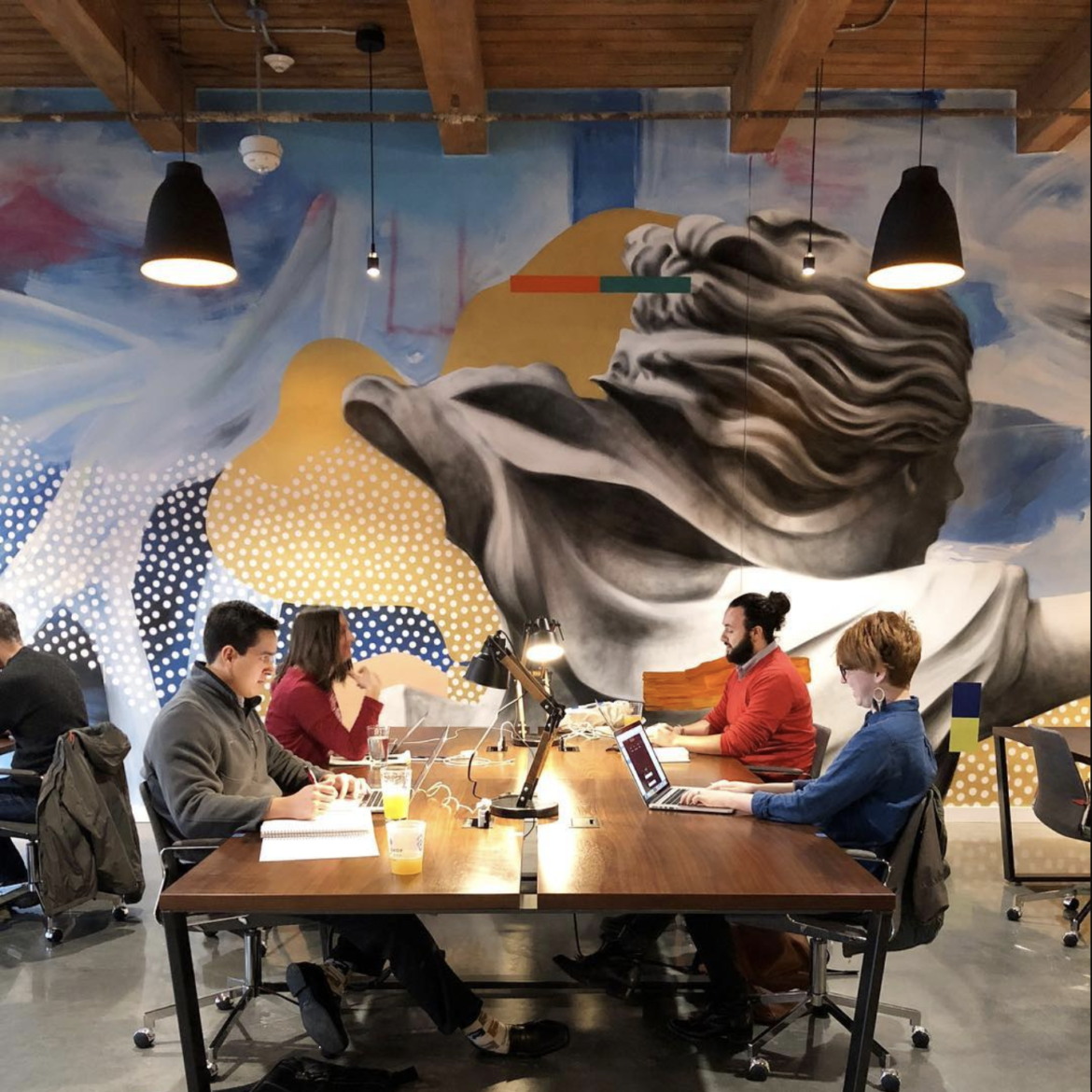 The Shop - Coworking Space Salt Lake City with a beautiful mural wall