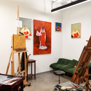 Artist studio at The Shop BK in Brooklyn, New York, a creative workspace for artists and makers