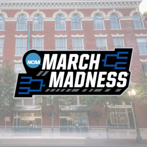 march madness logo over a picture of the shop