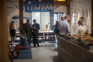 people networking at The Shop