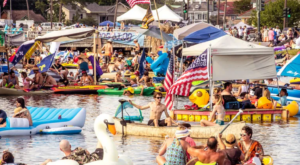 overhead view of bayou boogaloo and rafts