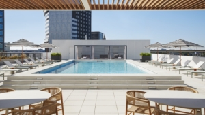 Pool deck at the Odeon in South Market New Orleans pool deck that Members at The Shop SOMA are able to use