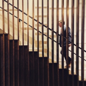 Interior staircase at The Shop SOMA, a coworking and private office space in New Orleans