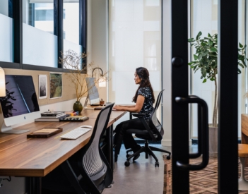 Private office at The Shop Workspace in Salt Lake City with modern furnishings and natural light